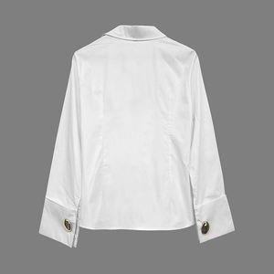 カジュアル長袖ラペルブラウス & シャツトップスボタン付きソリッドカラー春夏ファッション - Product Image 4