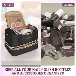 Muestra Gratis, Organizador de Maquillaje de Tres Capas de Gran Capacidad, Estuche de Viaje para Esmalte de Uñas, Maleta para Herramientas de Manicura - Product Image 6