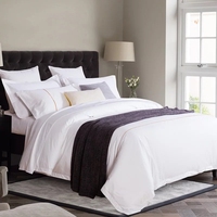 Parure de lit de luxe personnalisée avec broderie, housse de couette bicolore, taie d'oreiller, drap plat Queen/King