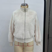 Nouveautés 2026 – Veste zippée en fausse fourrure moelleuse pour femme, col montant, ourlet côtelé, fermeture éclair, chaude, pour l'hiver, avec poches