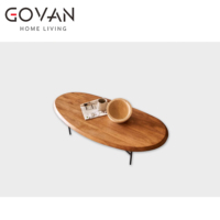 Wabi Sabi Table basse en bois massif écologique faite à la main avec pied en fer et dessus de table en orme pour le salon