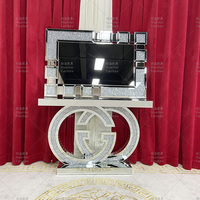 Table console miroir moderne de qualité supérieure, meuble de salon en argent, avec miroir, 1 pièce