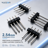 Connecteur à broches double bloc 1x4P de 2,54 mm mâle-mâle, 4 broches carrées plaquées or, boîtier noir pour carte PCB, espaceur OEM