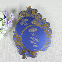 Diseño creativo azul marino brillo papel hecho a mano menú tarjetas lujo DIY boda cena detalle menús
