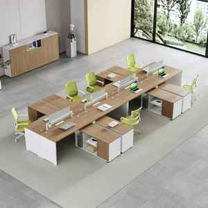 Table <span class=keywords><strong>de</strong></span> <span class=keywords><strong>travail</strong></span> <span class=keywords><strong>de</strong></span> bureau pour 4 personnes, design simple, haute qualité, bon marché, avec piédestal fixe, vente chaude - Product Image 6