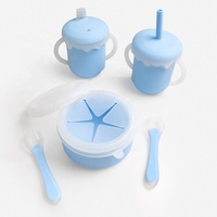 Ensemble d'alimentation de Noël bleu-vert pour bébé, 9 pièces personnalisables, 10 pièces, bol alimentaire carré en silicone de qualité alimentaire, bavoir, cadeau, gobelet