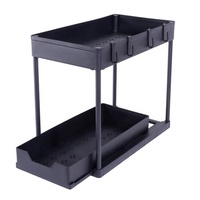 Organizador Bajo Fregadero para Cocina y Baño, Organizador Deslizante de 2 Niveles para Debajo del Gabinete con Soporte para Tazas, Estante de Almacenamiento Multiusos