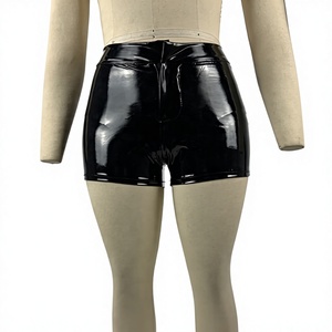Shorts sexy pour femmes, brillants, élastiques, <span class=keywords><strong>taille</strong></span> <span class=keywords><strong>haute</strong></span>, en similicuir PU brillant, coupe slim, pour la danse, clubwear, mini-shorts - Product Image 1