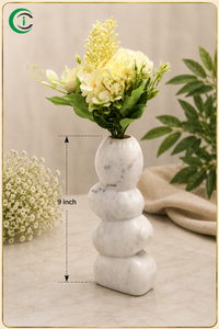 Elegante Maceta Redonda de Mármol Blanco de 9 Pulgadas, Hecha a Mano, para Exhibición de Plantas de Interior, Decoración de Mesa de Centro, Consola o Estante - Product Image 2