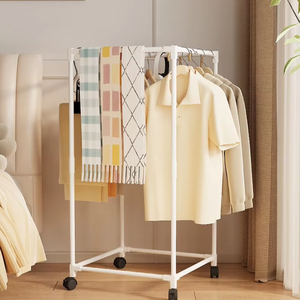 מרובע מתלה בגדים מסתובבים על גלגלים חזק צינור מתכת 16 מ "מ חסכוני אנכיים לשמלות - Product Image 4