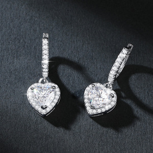Luxury S925 Sterling Silver Heart Cut VVS <strong>D</strong> Color 1carat Moissanite Earrings <strong>Necklace</strong> for Women Engagement and Wedding Jewelry - Product Image 3