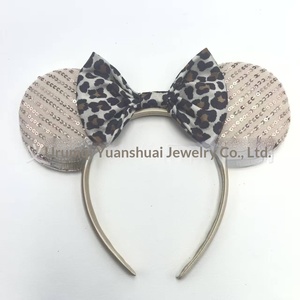 Serre-tête en tissu fait main à imprimé léopard pour enfants, style <span class=keywords><strong>Minnie</strong></span> Mouse, pour fête d'Halloween, carnaval ou fête princesse, Advanced Romance - Product Image 6
