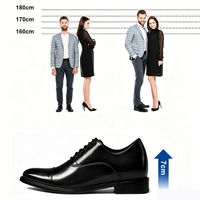 Chaussures Oxford habillées pour hommes en cuir de vachette faites à la main, rehaussantes invisibles de 7 cm, à lacets, pour affaires et occasions formelles