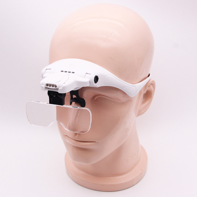 Head Wear Glasses Magnifier Rechargeable LED Light Touch Screen Switch 9892TSC1