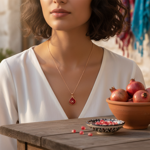Colgante de esmalte rojo de diseño de fruta, colgante turco hecho a mano, joyería de plata de ley 925 al por mayor - Product Image 3