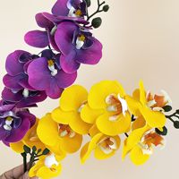 Orchidée Phalaenopsis Artificielle à 8 Têtes, Fleur en PVC Souple Effet Réel, Décoration Maison Européenne, Centre de Table Mariage Fête des Mères, Vente en Gros