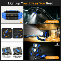 Lampe de travail rechargeable Brightenlux COB 2500LM Double COB 360° °   Lampe d'atelier magnétique rotative 5000mAh, projecteur de chantier