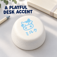 Jouet anti-stress rond en forme de vache bleue, motif pudding au lait blanc, à presser pour soulager le stress