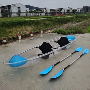 Nouveau design de haute qualité petit plastique transparent double bateaux à rames cristal canoë/kayak kayak à fond transparent