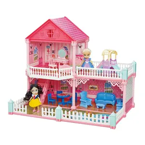 girl gift educational doll house toy 3in1 pretend play furniture toys diy dollhouse miniature with 105 pcs