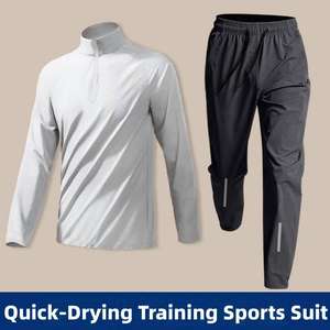 Conjunto Deportivo de Entrenamiento para Hombre con Media Cremallera, Pantalones de Secado Rápido de Manga Larga, Camiseta Deportiva para Atletismo y Running - Product Image 2