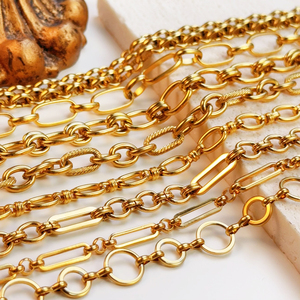 Colliers à chaînes fines en acier inoxydable plaqué or 18 carats PVD, étanches, avec fermoir <span class=keywords><strong>marin</strong></span> à ressort, chaîne trombone pour breloques DIY - Product Image 6