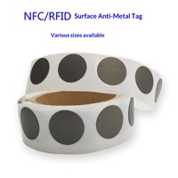 Étiquette NFC NTG424 DNA, diamètre 20 mm, RFID 13,56 MHz, autocollant NFC anti-métal, étiquette PVC avec codage pour les médias sociaux sur téléphone ou PC