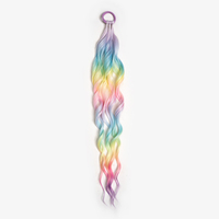 Nouvelles extensions de queue de cheval synthétiques scintillantes de 24 pouces couleur Ombré, en fibres haute température, pour tresses d'enfants