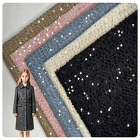 Tissu en tweed polyester avec broderie de grandes paillettes, tissu texturé multicolores pour manteau, blazer, chapeau, sac à main pour femme, personnalisable