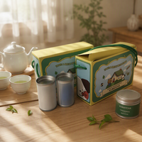 Vente en gros de boîtes en carton blanc pliables faciles à utiliser avec poignée, imprimées avec un logo personnalisé pour l'emballage de poudre de matcha, colorées