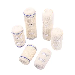 Medical Soft Breathable Spandex Cotton Crepe Elastic Bandage With Line Clip