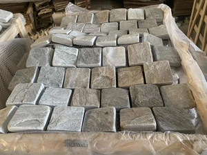 Oyster Vàng quartzit Cobble Cube Giảm tự nhiên chia Bề mặt lưới pavers đường lái xe Patio Lát đá cuội đá phiến - Product Image 4