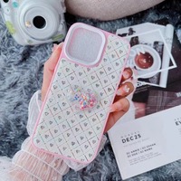 Étui de téléphone portable en cuir PU de luxe en forme de cœur de cristal, compatible avec iPhone 13 14/15 16 17 18 Pro Max
