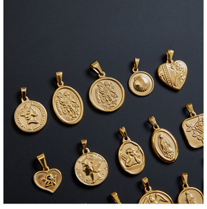 จี้เหรียญสแตนเลสสตีลรูปพระแม่มารี พระเยซู นักบุญไมเคิล เอลิซาเบธ คิวปิด และเทวดา - Product Image 3