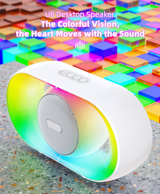 High Quality Desktop Wireless BT speaker Portable Colorful RGB LED Light Subwoofer Stereo Bass Sound Box Multimedia Vision Top