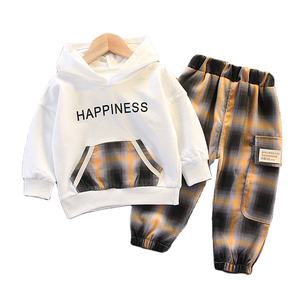 Conjunto de Dos Piezas de Sudadera con Capucha y Pantalones de Algodón de Manga Larga Estilo Occidental Informal para Bebés Niños - Product Image 1