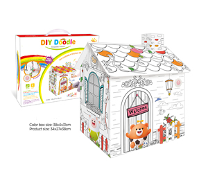 Juguete Educativo de Dibujo, Casa de Juegos 3D de Cartón, Casa Creativa para Dibujar con Música y Luz para Niños - Product Image 4