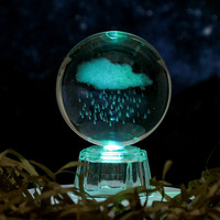 Boule de cristal de quartz transparente illuminée et colorée, gravée en 3D, lampe de nuit galaxie, ornement pour usage intérieur, décoration créative pour la maison, anniversaire