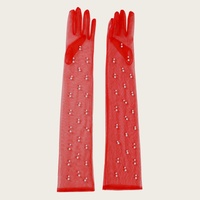 Gants de mariée élégants en tulle transparent, longs, ornés de perles multicolores, gants transparents à doigts complets
