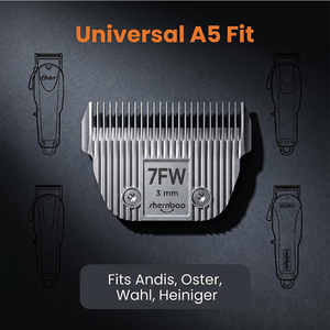 Lames larges professionnelles Shernbao S-AW Series pour toilettage canin, lame large A5, compatible avec toutes les tondeuses A5 - Product Image 2