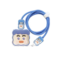 Pelindung Kabel Transparan 5 in 1 Motif Kartun Lucu untuk Adaptor Charger iPhone Apple