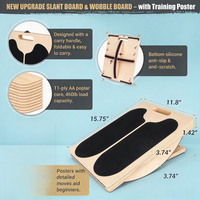 Papan Miring Kayu Portabel untuk Peregangan Betis, Squat, Alat Peregang Betis, Papan Kemiringan yang Dapat Disesuaikan, 180 derajat ° /360 °   Papan Keseimbangan