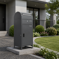 Buzón de Paquetería Metálico Independiente Gris Oscuro con Tapa Curva, Compartimento Separado para Cartas y Paquetes, Buzón Exterior con Cerradura para Casa o Villa, OEM ODM