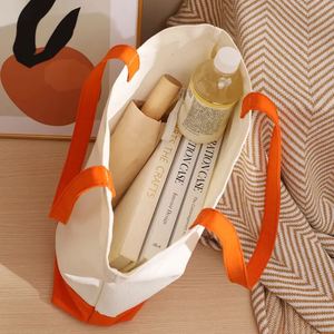 Bolsa de Mano de Lona de Algodón Personalizada con Combinación de Colores Azul y Blanco para Uso Diario - Product Image 6