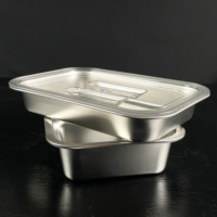Conteneur de préparation de repas empilable en acier inoxydable, style contemporain, 35L, bac alimentaire pour restaurant et traiteur avec couvercle transparent