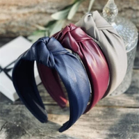 Serre-tête en cuir noué bordeaux de haute qualité, rembourré, doux et confortable, accessoire de mode pour cheveux pour femmes