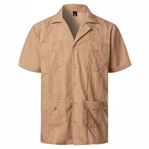 Camisas <span class=keywords><strong>Guayaberas</strong></span> Casuales de Manga Larga <span class=keywords><strong>para</strong></span> Hombre, Corte Occidental, Verano, Spandex/Poliéster, Transpirables, Cierre de un Solo Botón - Product Image 2