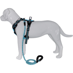 Adjustable Reflective Nylon Dog <b>Harness</b> with Rope Leash Blue and <b>Black</b> Large Size Buckle Closure Simple Style for Dogs - Product Image 6