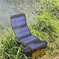 Panneau solaire portable pliable LANX LX-ZDB01-20W 20W, efficacité 21%, pour la recharge de téléphones portables en extérieur, couleur noir/camouflage, avec sacs