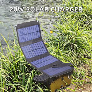 Panneau solaire pliable portable 20W avec une efficacité de 21% pour la charge de téléphones portables en extérieur, couleur noire/camouflage pour sacs - Product Image 3